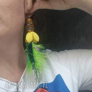 ruda klara kolczyki kwiatowe dlugie lekkie boh, fri kw et fol