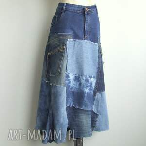 patchworkowa spódnica jeans r 48/50 zero waste
