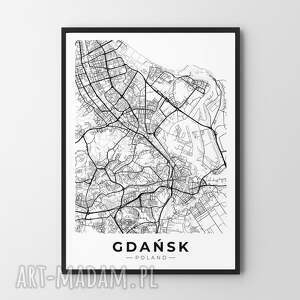 plakat mapa miasta gdańsk - format A4 prezent