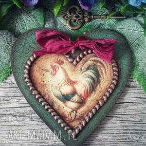 Dekoracyjne serce w stylu farmhouse decoupage, vintage, shabby chic