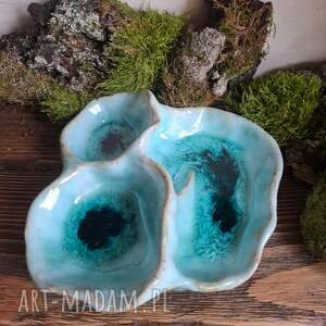 miseczka ceramiczna z przegródkami - morska, prezent, stabilna kota