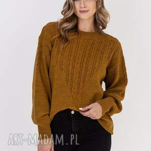handmade swetry sweter w charakterze bluzy - swe322 miodowy mkm