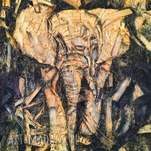 słoń duży obraz malowany węglem na płycie osb rysunek, węgiel płyta