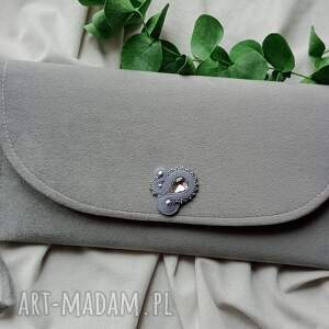 ręcznie robione szara siwa srebrna kopertówka torebka wesele dla druhny dla panny młodej