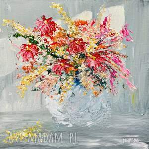 Prezent II - akryl na płótnie kwiaty, bukiet obraz