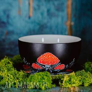 ręczne wykonanie ceramika miseczka ręcznie malowana - muchomory