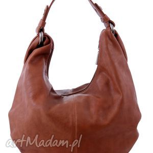 na ramię torebka damska, worek v 10 - 05 dark brown, prosty, klasyczny
