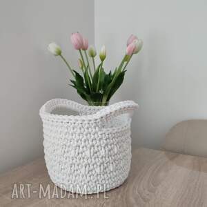 koszyk szydełkowy okrągły ze sznurka 17cmx15cm kuchni, kosz