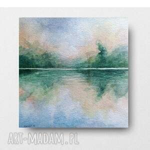 Pejzaż akwarela 20 x 20 cm - oryginalny obraz