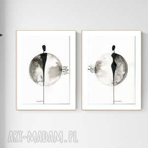 zestaw 2 grafik A4 wykonanych ręcznie, abstrakcja, elegancki minimalizm, obraz