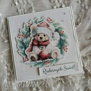 pomysł na prezent pod choinkę Kartka świąteczna - Niedźwiadek 2