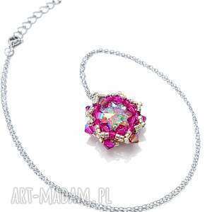 różowy naszyjnik crystal fuchsia maxima z kryształami preciosa kobieca biżuter