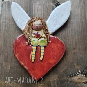 aniołek ceramiczny na desce, dom, anioł, ceramika, prezent