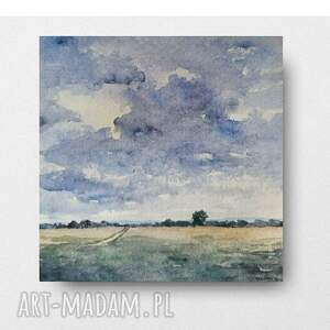 Oryginalny pejzaż akwarelowy 20 x 20 cm