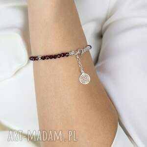 Prezent Bransoletka z granatów i srebra Believe in yourself