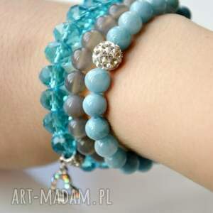 handmade bracelet by sis: cyrkoniowe discoball w niebieskim marmurze