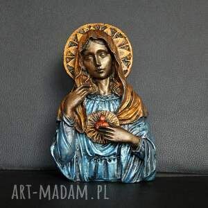 Rzeźba Matki Boskiej niebiesko-czerwona 15,5 cm