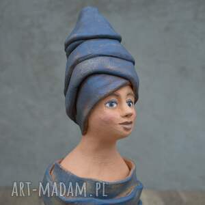 ręcznie zrobione dekoracje dziewczyna w turbanie, rzeźba ceramiczna, popiersie