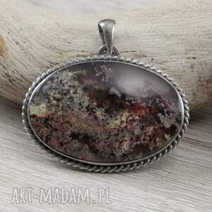 agat mszysty i srebro - wisior 1877a agatem mszystym