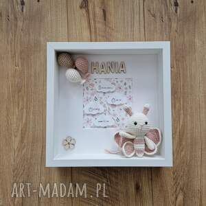 handmade dla dziecka metryczka - różowy motylek wzór 2