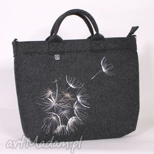 handmade torebki ciemna filcowa torba dmuchawce, latawce, wiatr