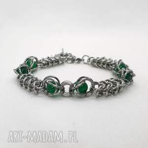 bransoletka chainmaille z onyksem - stal szlachetna, kamienie