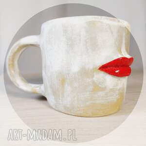 kubek z ustami marta - pojemność 300 ml, ceramika użytkowa, rzeźba
