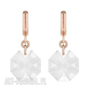 kolczyki z różowego złota bezbarwnymi kryształami swarovski crystal pozłacane