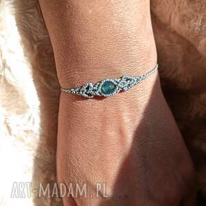 Prezent Ambrozja agat w makramie delikatna błękitna bransoletka