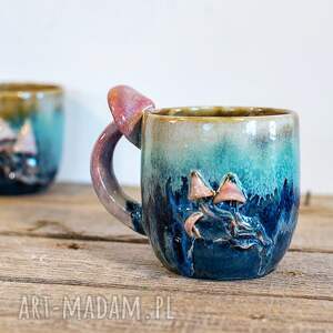 handmade kubek z grzybkami psychodelki nocna aurora 500ml iii, ceramika