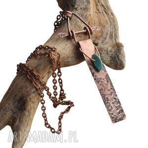 naszyjnik - wisior z oksydowanej miedzi i turkusu /5/ biżuteria miedziana