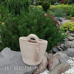 handmade torba szydełkowa do ręki ze sznurka bawełnianego 23x30 cm