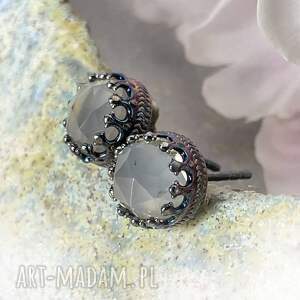 Sztyfty z fasetowanym kwarcem w koronie d198, srebrne