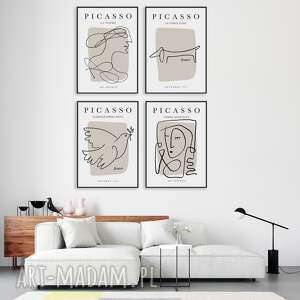 zestaw 4 plakatów picasso - format A4, szkic, plakaty do domu