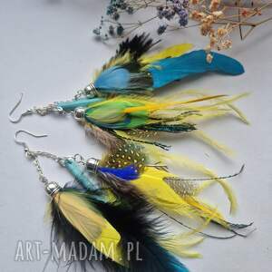 Kolczyki kolorowe energetyczne pióra duże lekkie wykonane