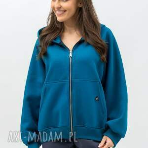 bluza z kapturem na zamek ciepła - ikbal petrol