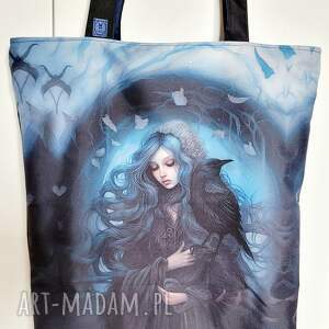 torba z tk wodoodpornej dziewczyna krukiem zakupy, troba ramię