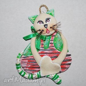 handmade dla dziecka zielony kot