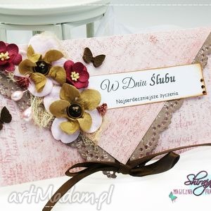 scrapbooking kartki kopertówka z okazji ślubu maliny i czekolada wesele