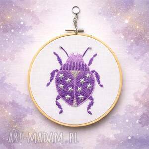 chrząszcz z gwiezdnego ogrodu dekoracja na ścianę owady haft ręczny