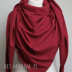 Duża chusta bawełniana BORDOWA, modna apaszka szalik na jesień