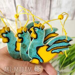 Duży kogucik ceramiczny folk - ozdoba wisząca, ceramika handmade