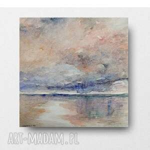 Pejzaż akwarela 20x20 cm - oryginalny obraz kwadrat na ścianę (sygnowany)