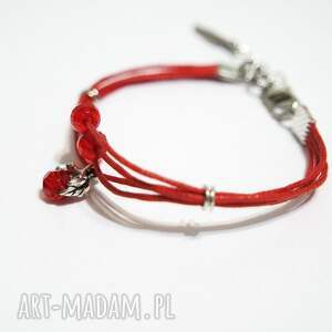 handmade bransoletka - czerwona - sznureczki
