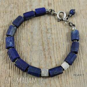 handmade bransoletka z lapis lazuli w oksydowanym srebrze 475