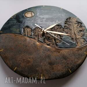 handmade ceramika zegar "nocny pejzaż"
