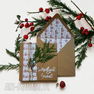handmade święta upominki kartka świąteczna z pasującą kopertą