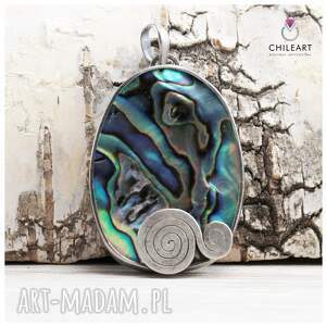 paua abalone w srebrze - wisior 1408a