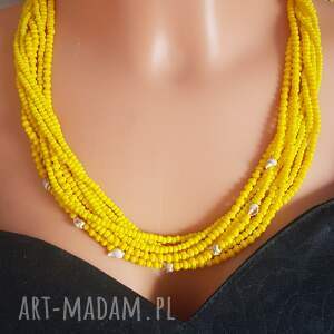 Naszyjnik Koraliki Żółte Lost Shell, na szyje unikat