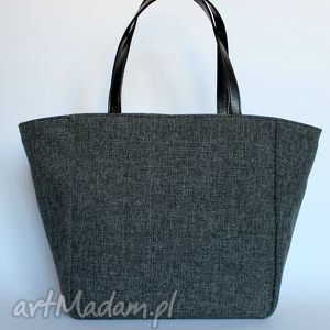 handmade na ramię shopper bag worek - antracyt i czarne rączki